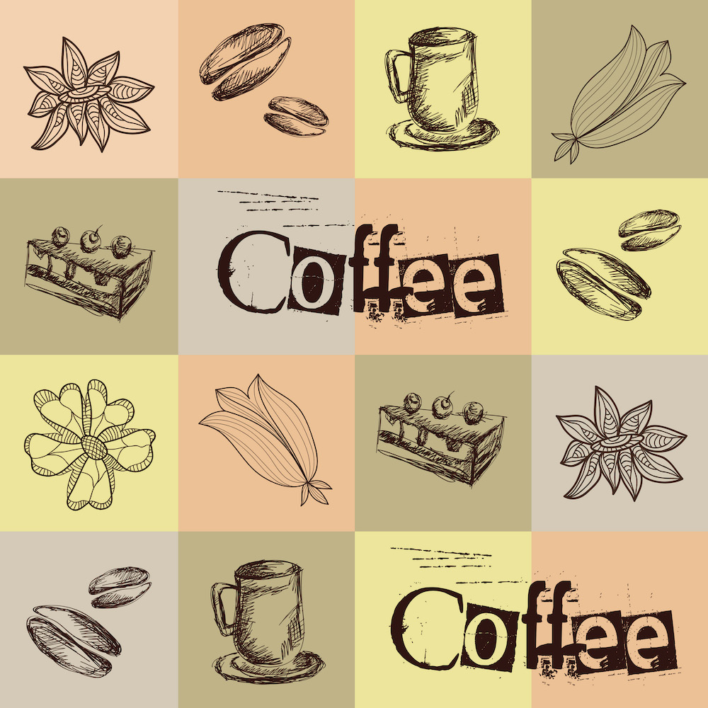 Einklang von Kaffee und Kuchen - Fototapete