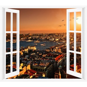 Sicht auf Istanbul aus Fenster