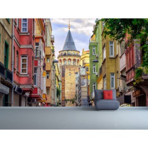 Galata Turm Von Der Straßenseite  Bildtapete - Geklebte