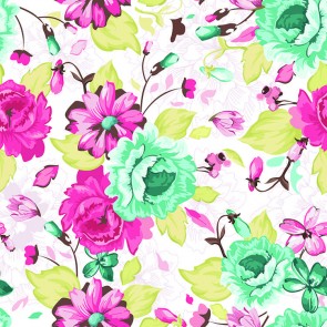 Türkisene und pinke Blumenmuster