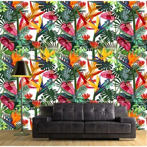 Tropisches Blumenmuster - 3D Tapete Kaufen