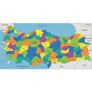 Karte von Türkei in dunklen Tönen 