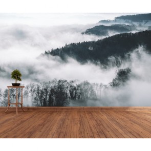 Berge Und Wolken Verschmelzen  Tapeten 3D Effekt - Geklebte