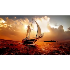 Sonnenuntergang vom Boot aus 