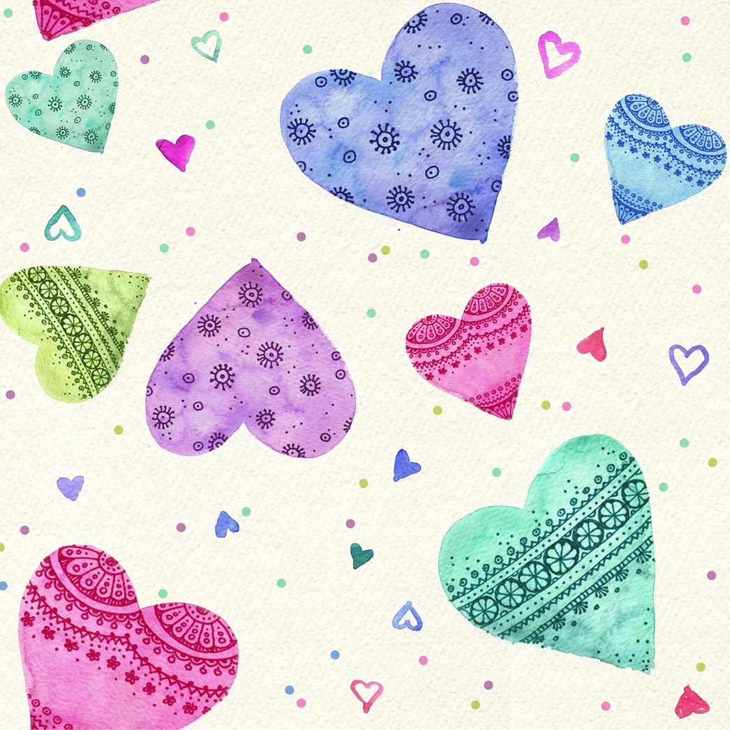 Bunte Herzen - Foto Tapete