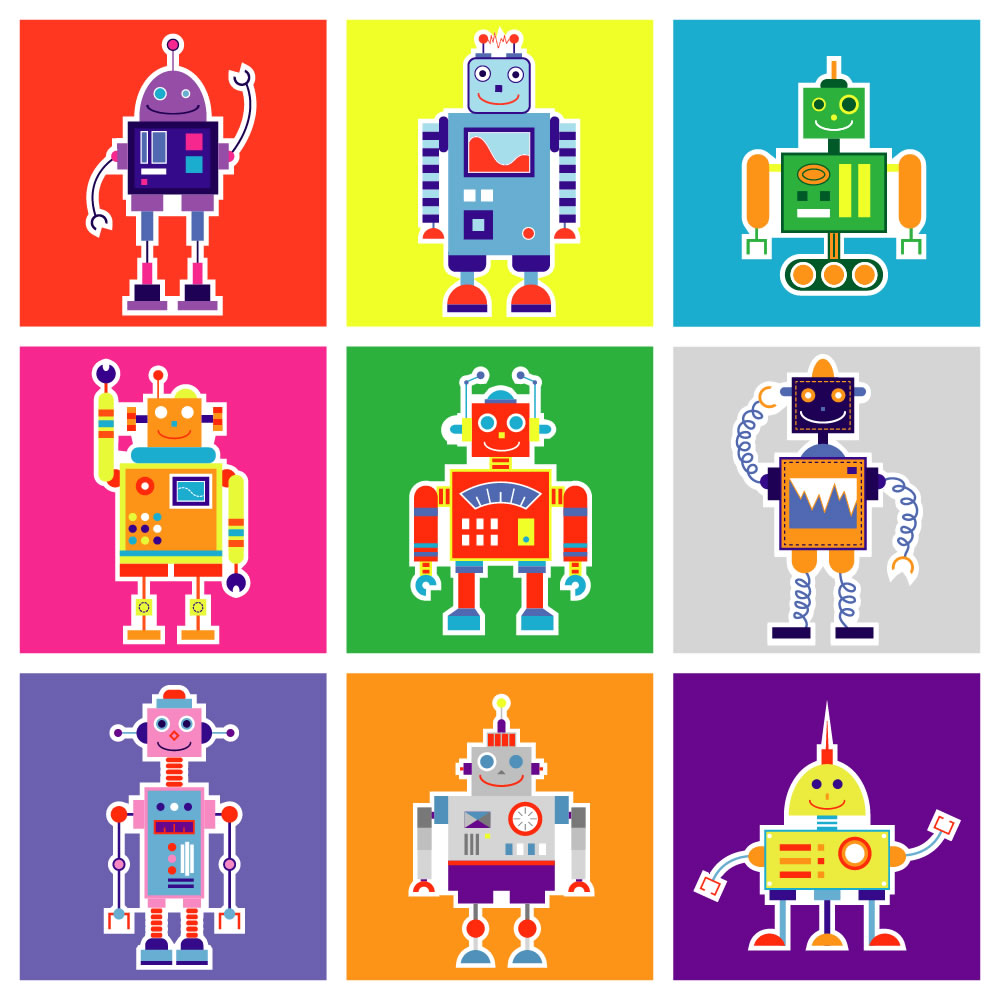 Süße Roboter - Tapeten