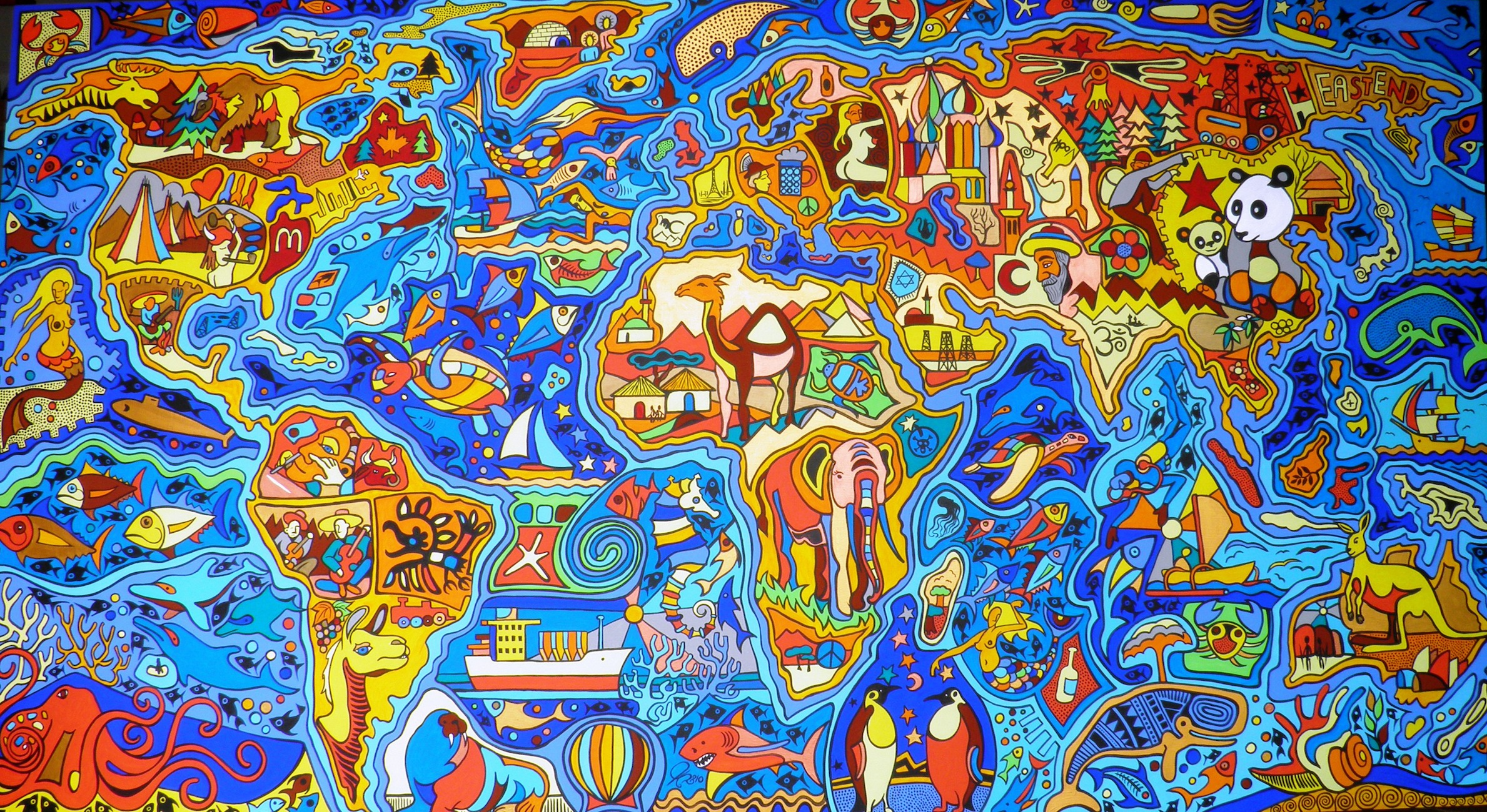 Graffiti Weltkarte 3D Tapete
