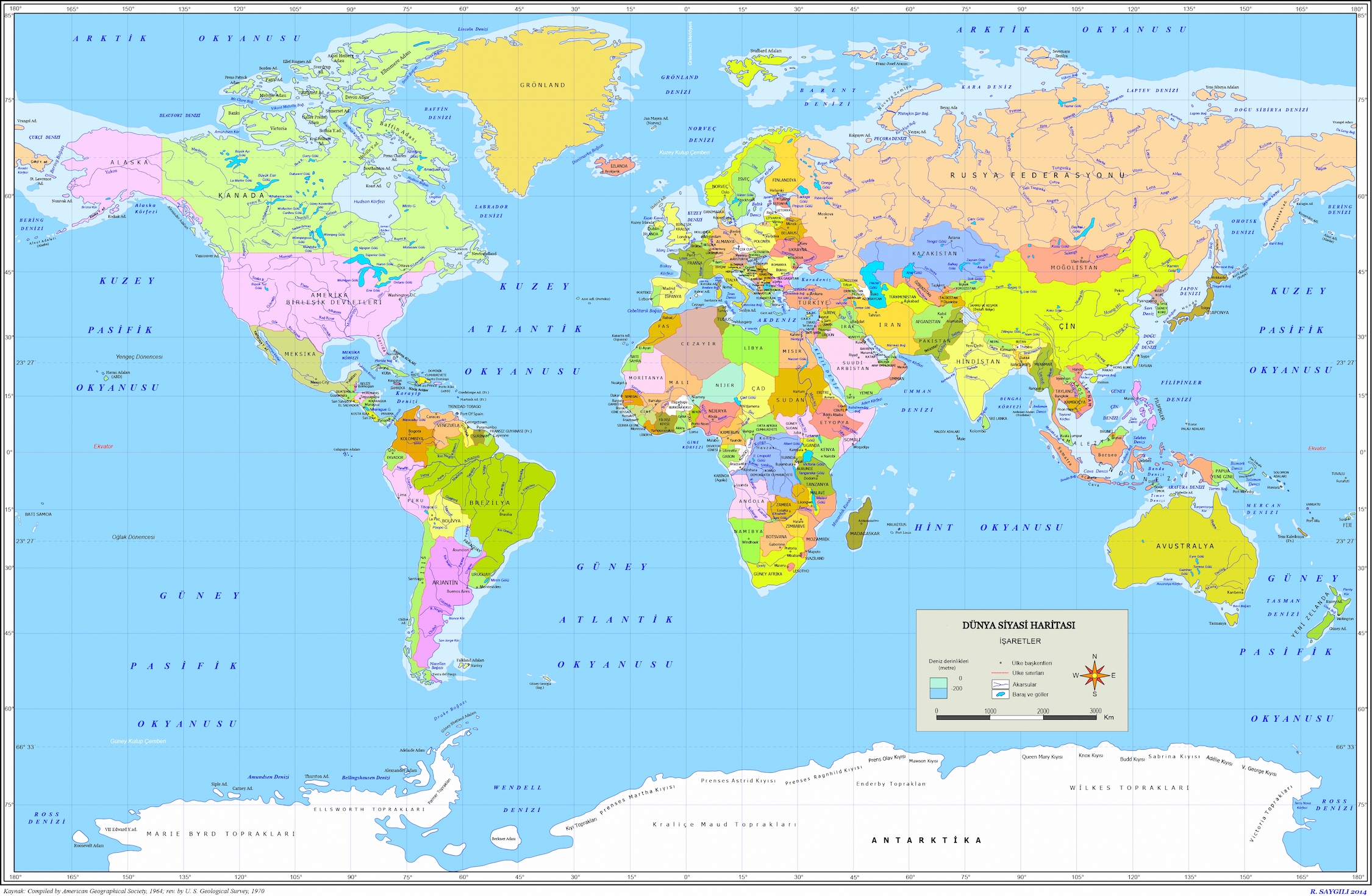 Türkische Weltkarte  3D Tapete