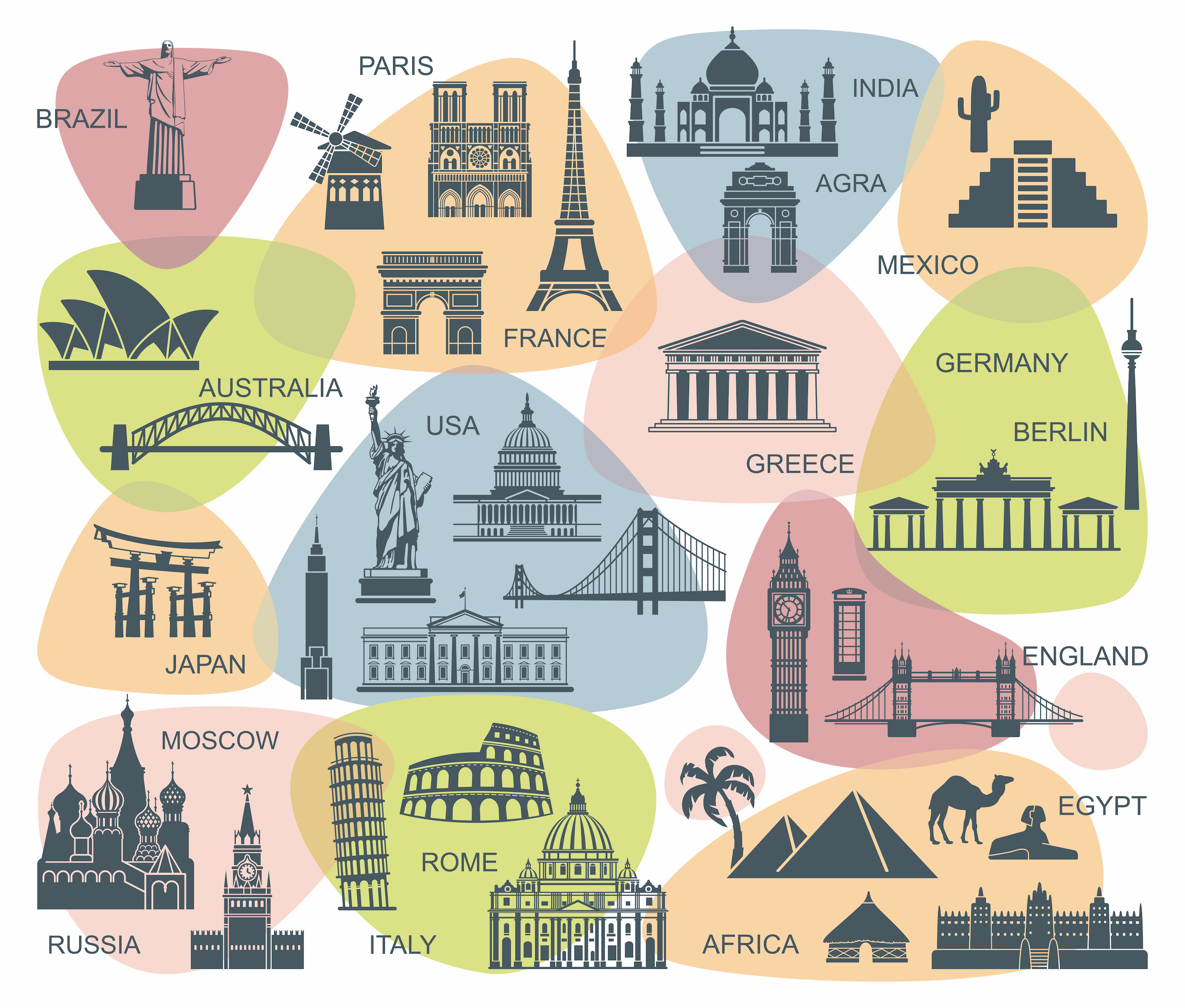 Welttourismus Karte  Fototapete 3D