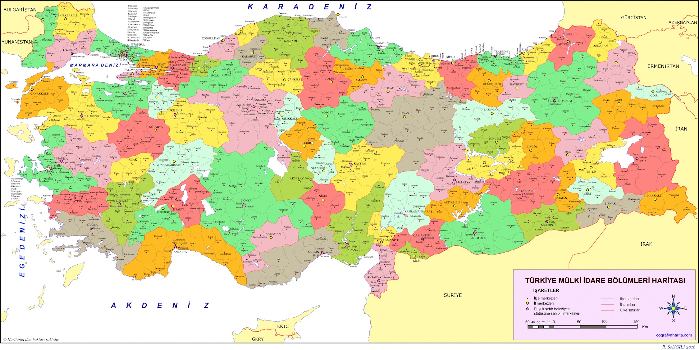 Türkei Provinzen Und Distrikte Tapeten 3D Effekt