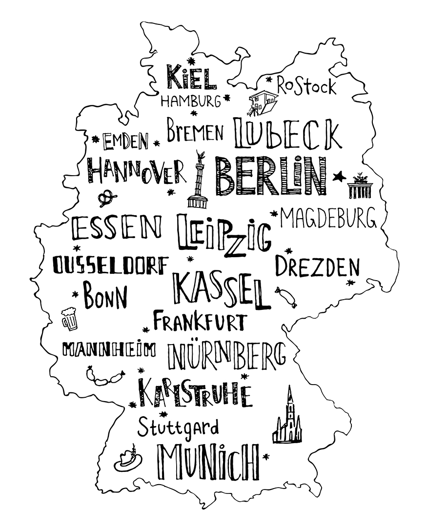 Typografie Deutschlandkarte - Tapete