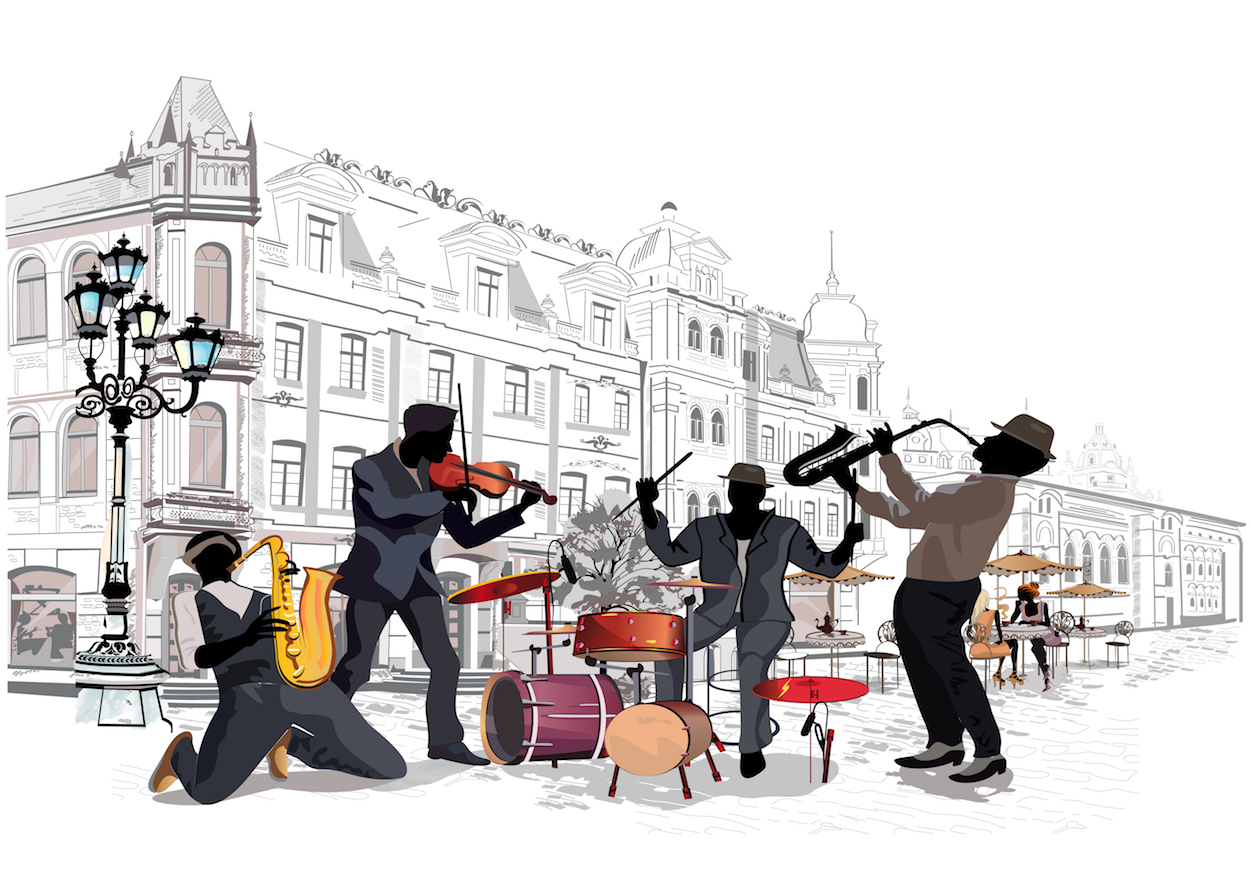 Straßenmusik  3D Tapete