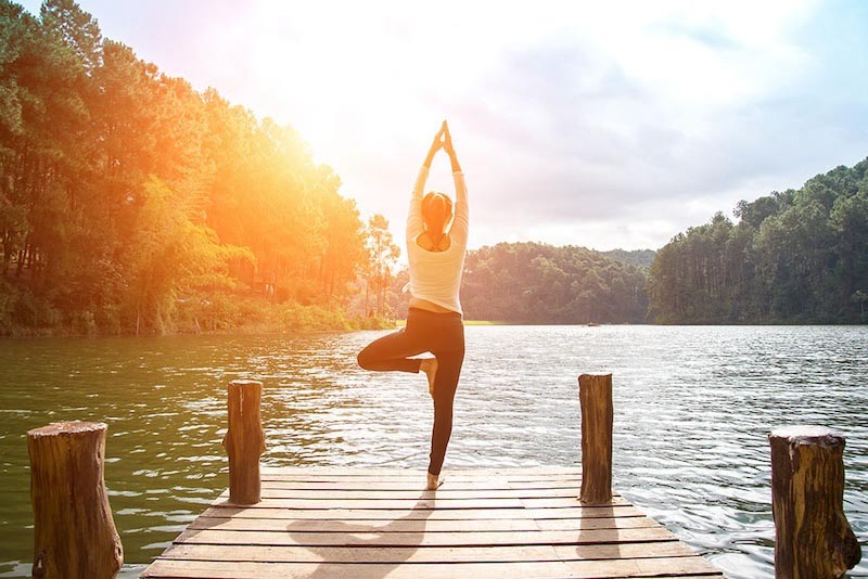 Yoga am Morgen Fototapete wallpaper mural