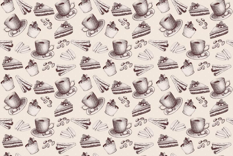 Kaffee und Dessert Fototapete wallpaper mural