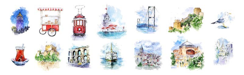 Istanbul-Ikonen Fototapete wallpaper mural