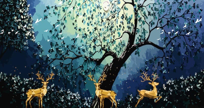 Goldener Hirsch Fototapete wallpaper mural