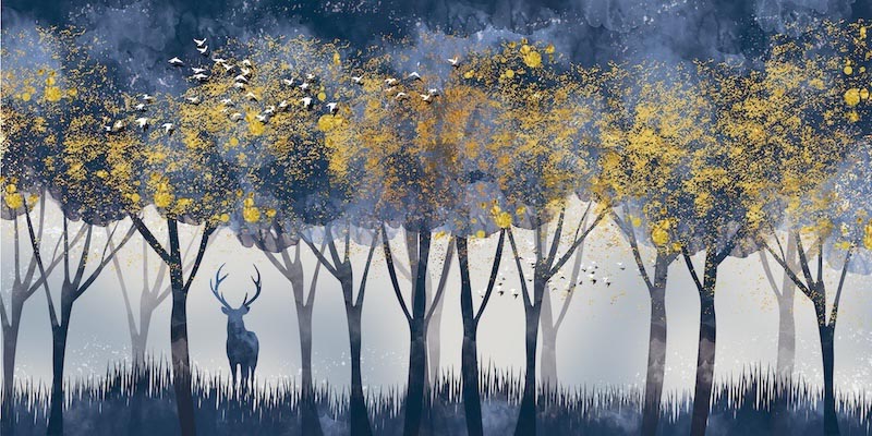 Hirsch und Wald Fototapete wallpaper mural