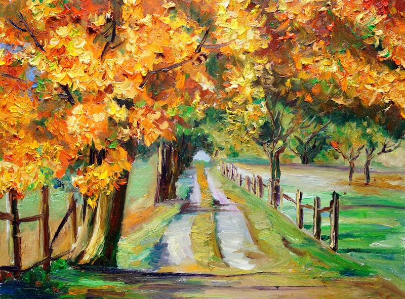 Ölgemälde Herbst Fototapete wallpaper mural