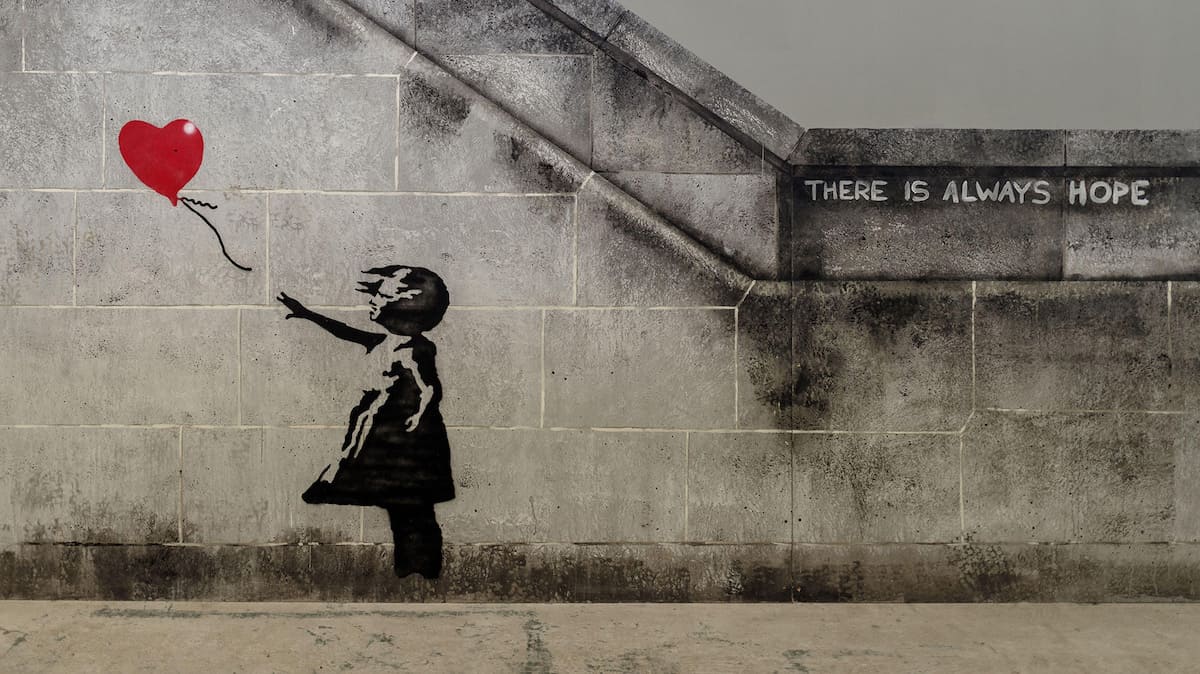 Banksy There Is Always Hope Graffiti-Kunst Fototapete wallpaper mural