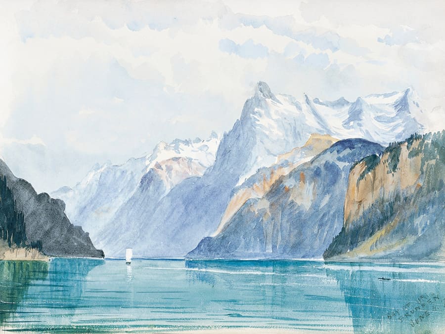 Aquarell Berglandschaft Fototapete wallpaper mural