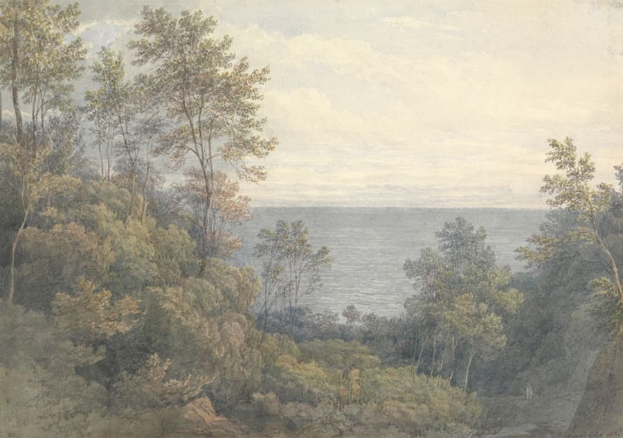 Vintage Landschaft mit Seeblick Fototapete wallpaper mural
