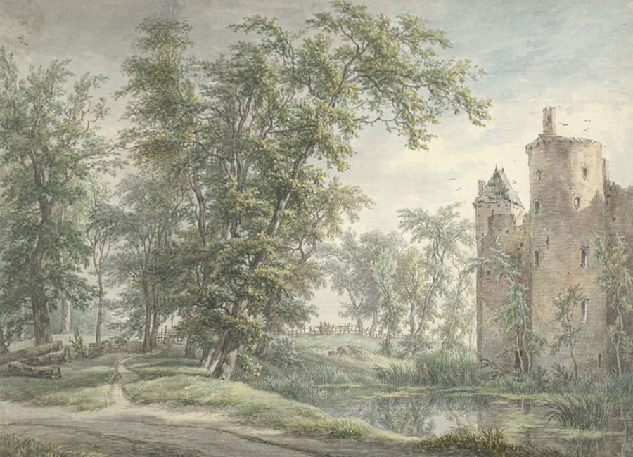 Fototapete Waldlandschaft mit Burgruine wallpaper mural