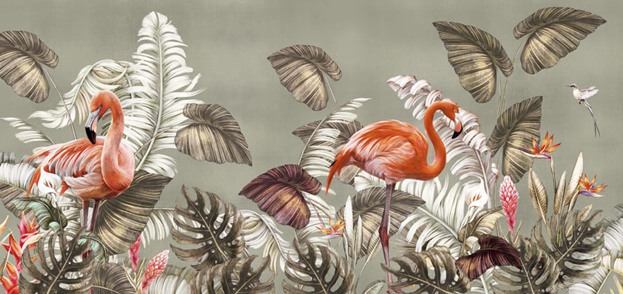 Tropischer rosa Flamingo Fototapete wallpaper mural
