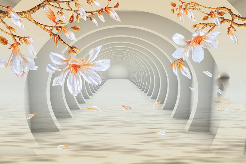 Tunnel Mit Blumen Fototapete wallpaper mural