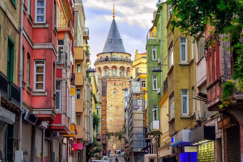 Galata Turm von der Straßenseite Fototapete wallpaper mural