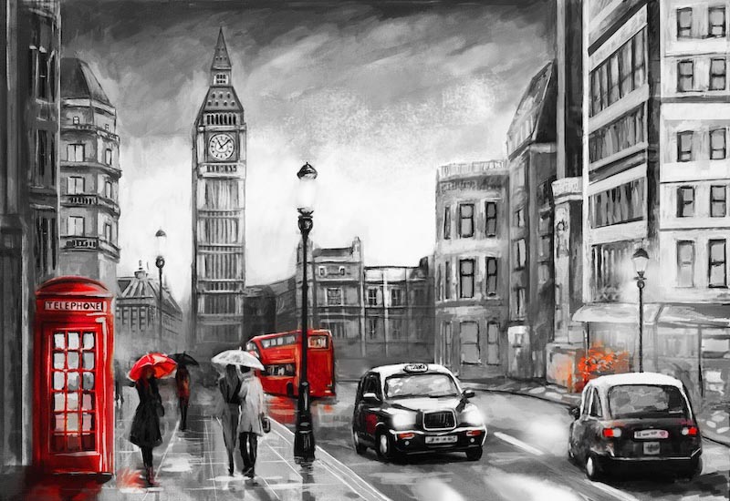 London Zeichnung Fototapete wallpaper mural