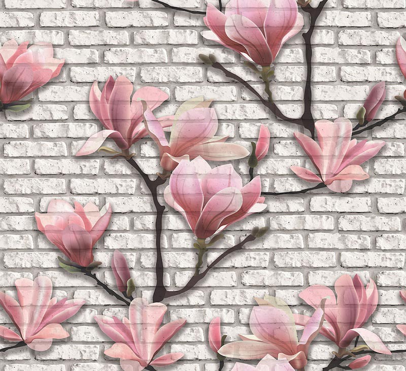 Blumen aus Backstein Fototapete wallpaper mural