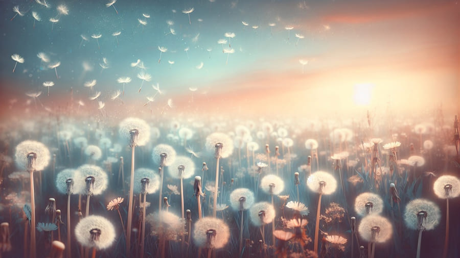 Pusteblumenfeld Fototapete wallpaper mural