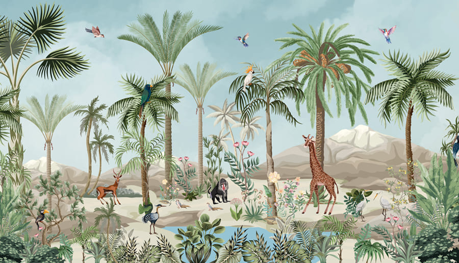 Palmen-Safari Fototapete wallpaper mural