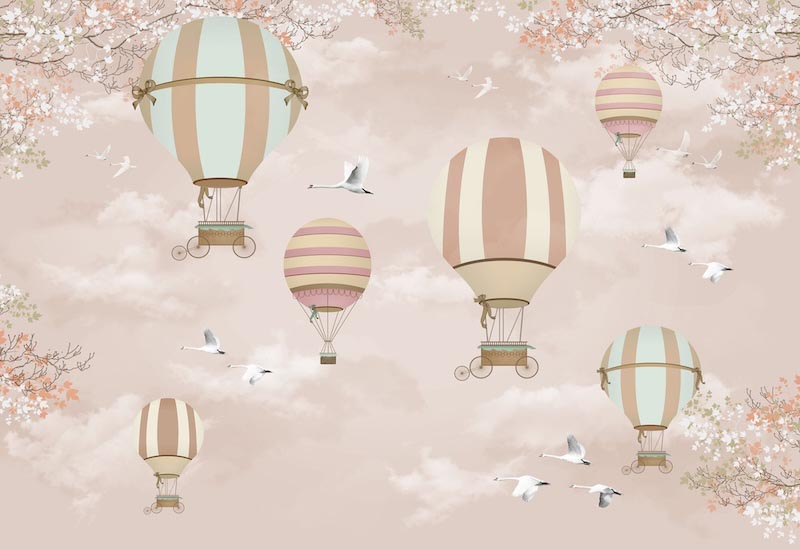 Ballons und Störche Fototapete wallpaper mural