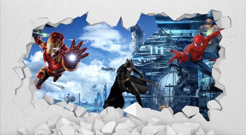 Marvel Avengers, Spider-Man und Batman Fototapete wallpaper mural
