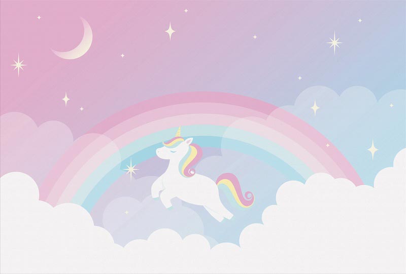 Einhorn und Regenbogen Fototapete wallpaper mural