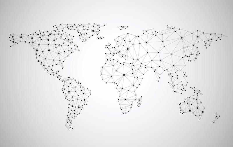 Globales Netzwerk Weltkarte Fototapete wallpaper mural