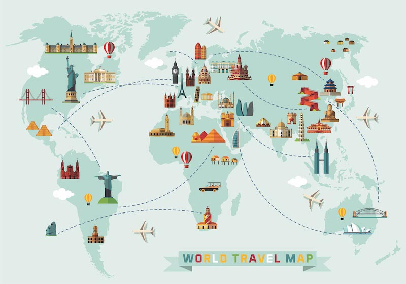 Ballon Welt Tour Karte Fototapete wallpaper mural