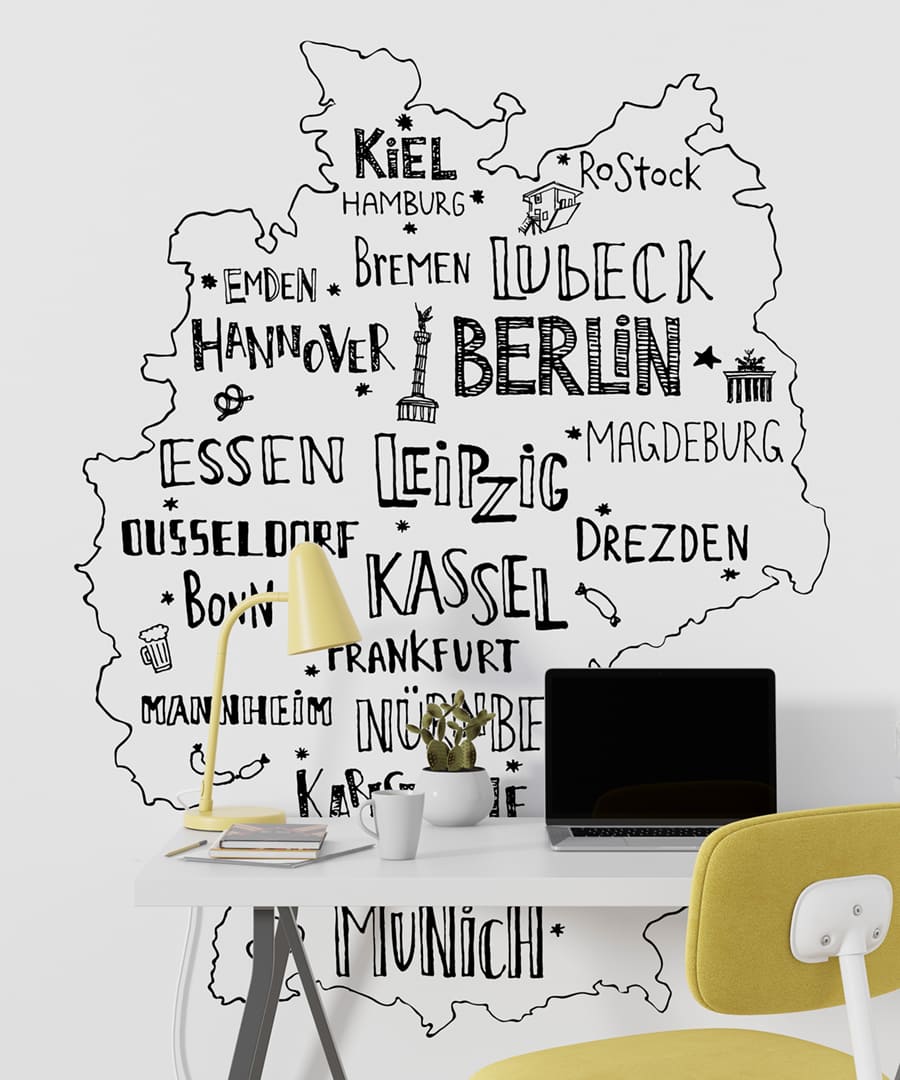 Typografie Deutschlandkarte Fototapete wallpaper mural