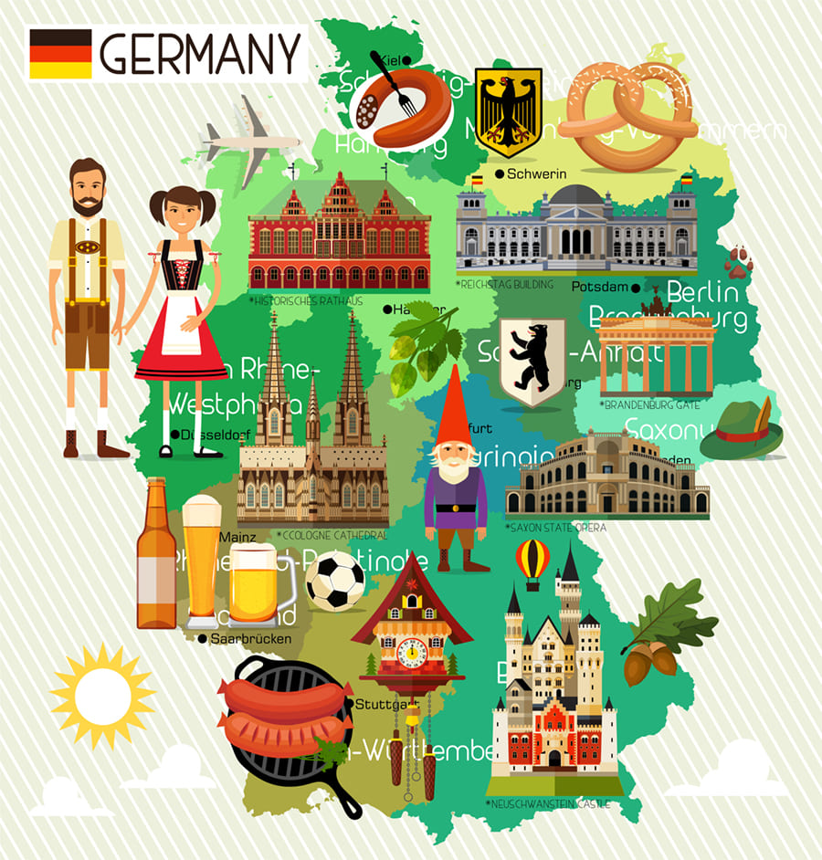 Kulturelle Deutschlandkarte Fototapete wallpaper mural
