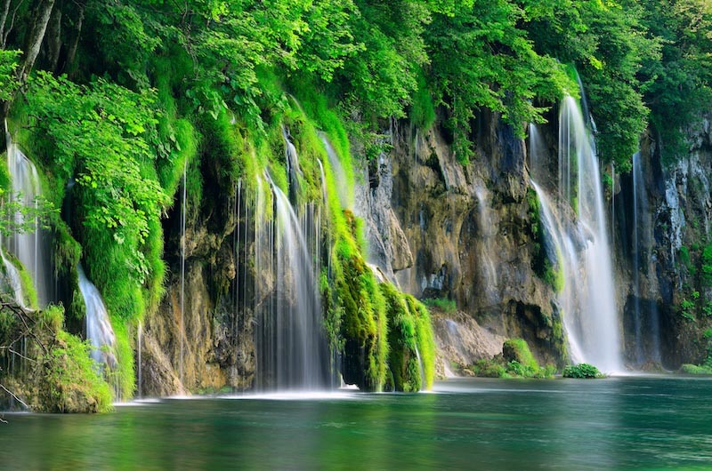 Wasserfallgemälde Fototapete wallpaper mural