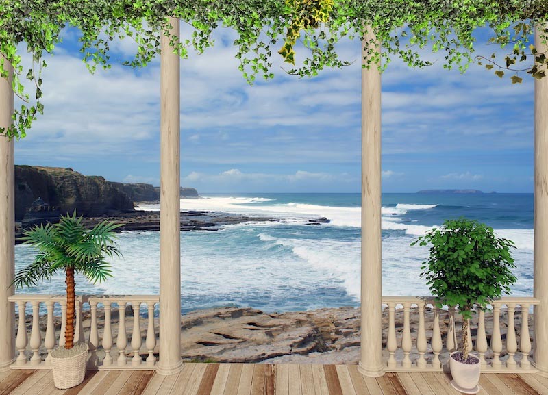 Meer von der Terrasse Fototapete wallpaper mural
