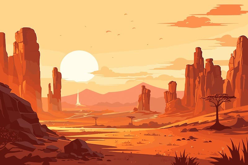 Prachtvoller Sonnenaufgang in der Wüste Fototapete wallpaper mural