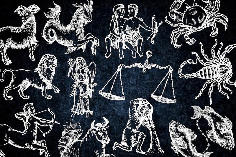 Zeichnungen astrologischer Elemente Fototapete wallpaper mural