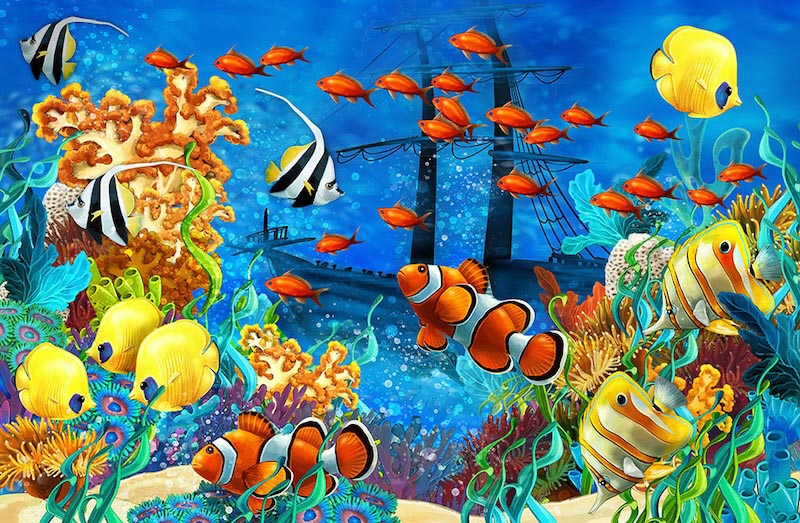 Unterwasserzeichnung Fototapete wallpaper mural