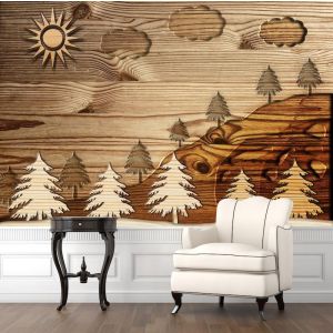 Wald aus Holz Fototapete