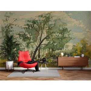 Vintage Aquarell Wald Fototapete