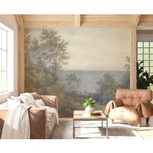 Vintage Landschaft mit Seeblick Fototapete