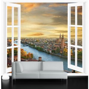 Sicht auf Verona aus Fenster Fototapete