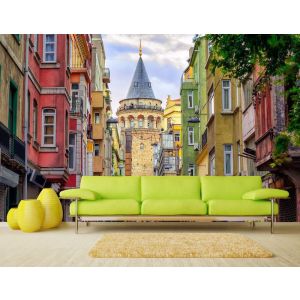 Galata Turm von der Straßenseite Fototapete